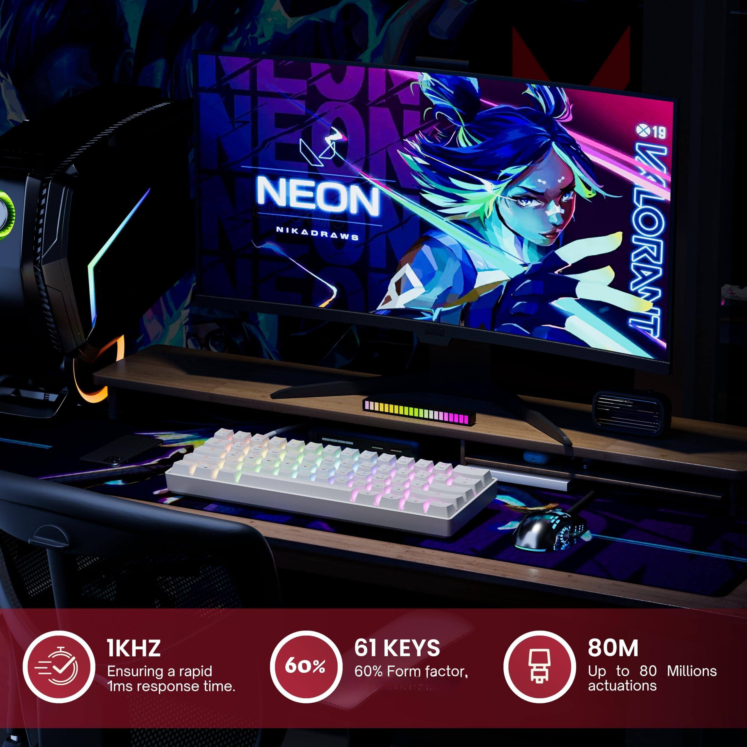 1KHZ  
Ensuring a rapid 1ms response time.

60%  
61 KEYS  
60% Form factor

80M  
Up to 80 Millions actuations