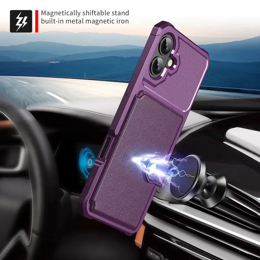 Shiftable Stand Dteck For Apple iPhone 17 Wallet Case Flip Card Slots Magnetic Clasp ...