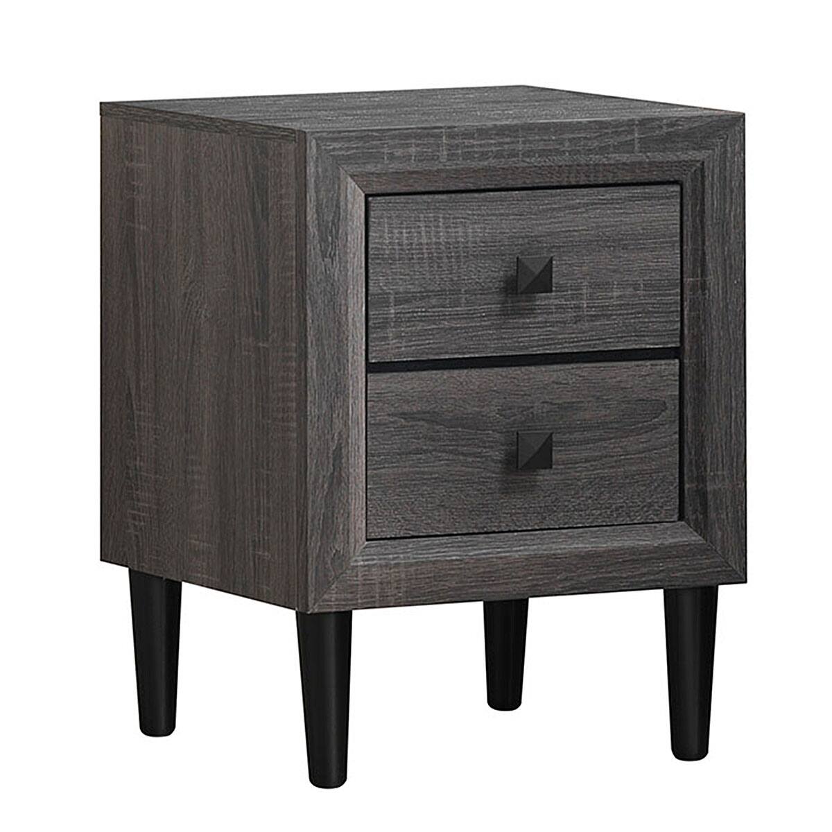 Alt View 20. Costway - 2PCS Nightstand with 2 Drawer Multipurpose Retro Grey Bedside Table Fully Assembled - Gray.