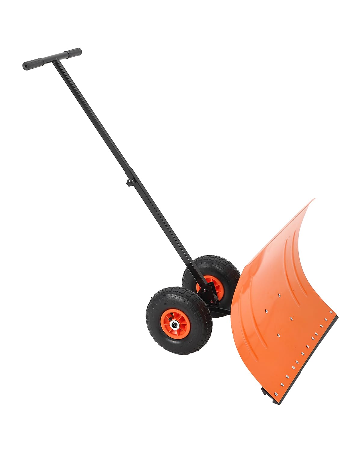Front. Babevy - Wheeled Snow Plow Shovel, 20"H Heavy-Duty Steel Blade, Adjustable 5 Angles & 2 Wheels for Driveway Snow Removal - Orange.
