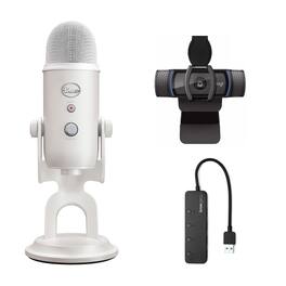 Blue Microphones - Blue Microphone Yeti USB Microphone (White Mist) with Webcam and 4-Port USB Hub - 988-000529K7