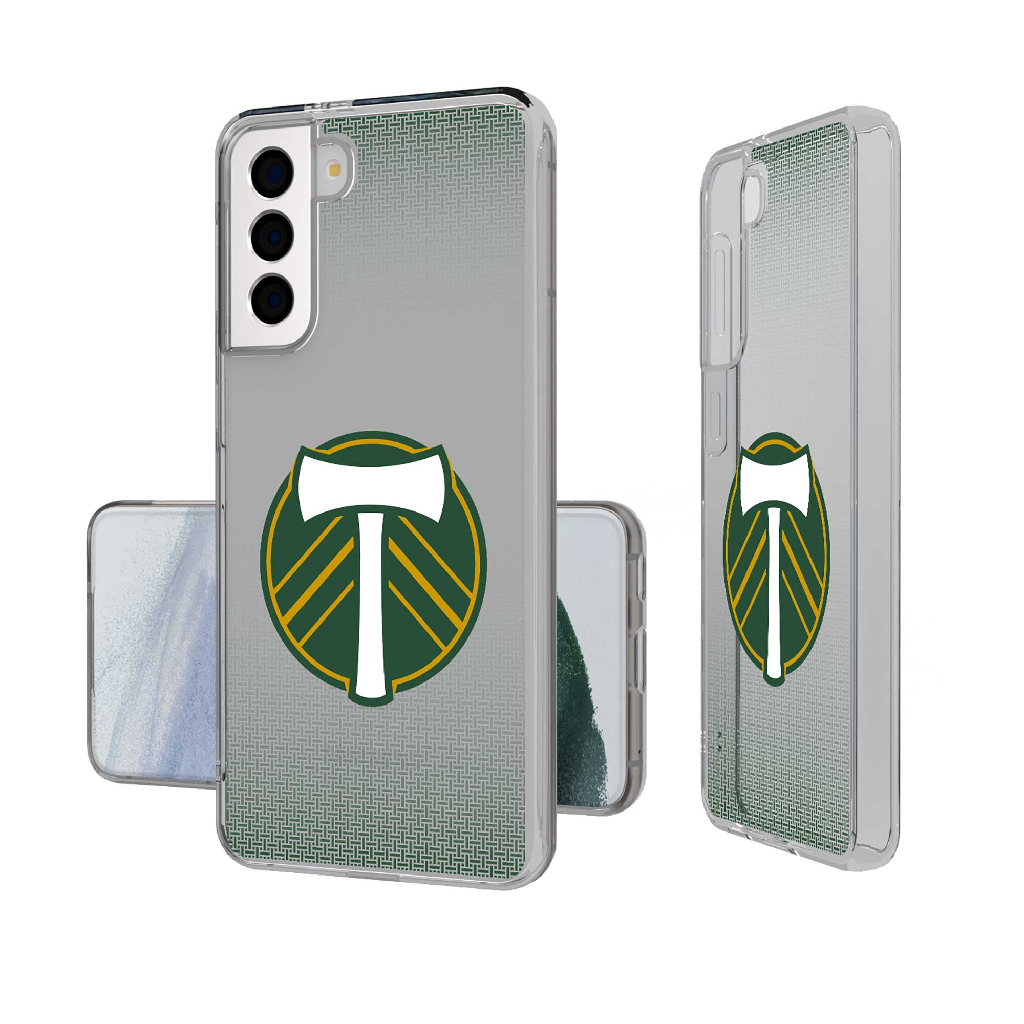 Front. Keyscaper - Portland Timbers Linen Logo Galaxy Clear Case - S23 - Multicolor.