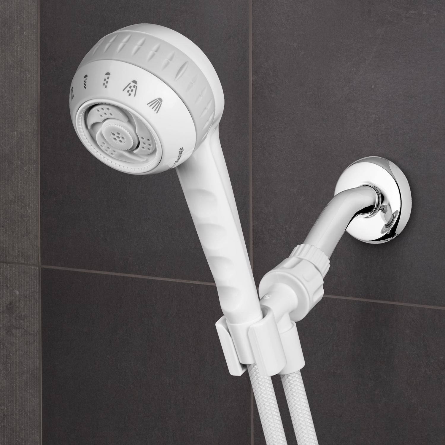 Angle. Waterpik - Waterpik PowerSpray Plus White 6 settings Handheld Showerhead 1.8 gpm - White.