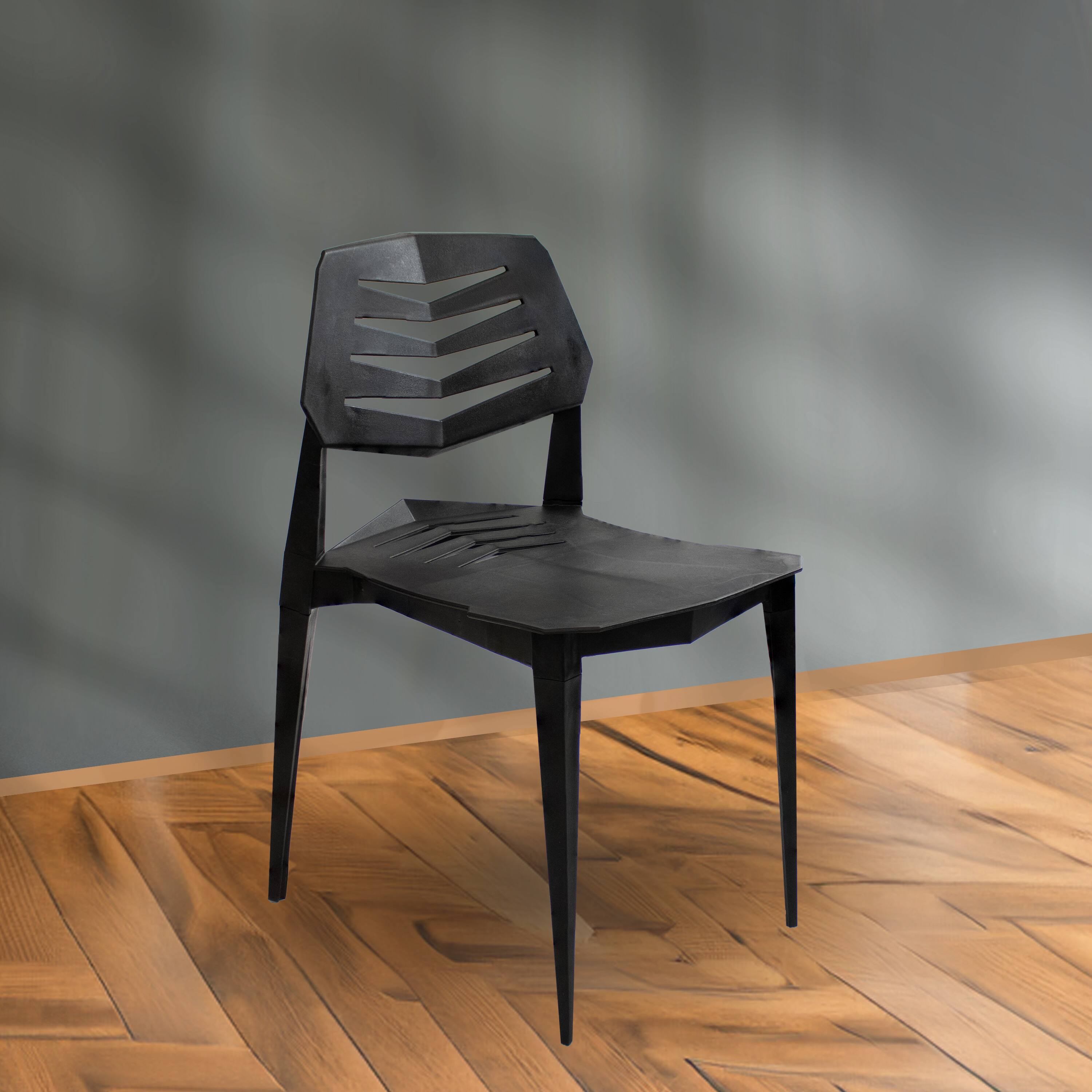 Alt View 2. Sunnydaze - Matisse Polypropylene Outdoor Dining Chair - Set of 2 - Black.