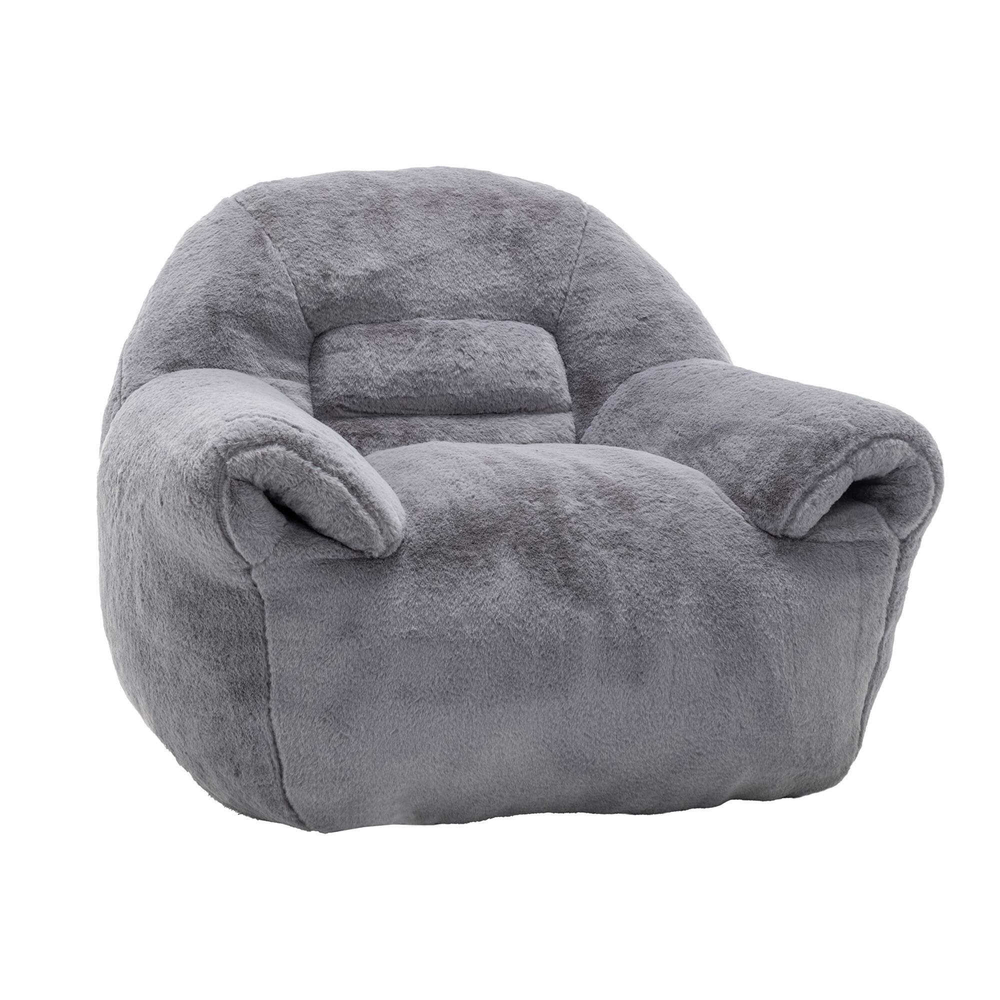 Alt View 8. GOODSILO - Comfy Bean Bag Chair with Back Support - Faux Fur Stuffed Floor Sofa for Living Room, Bedroom, Apartment - Dark Gray.