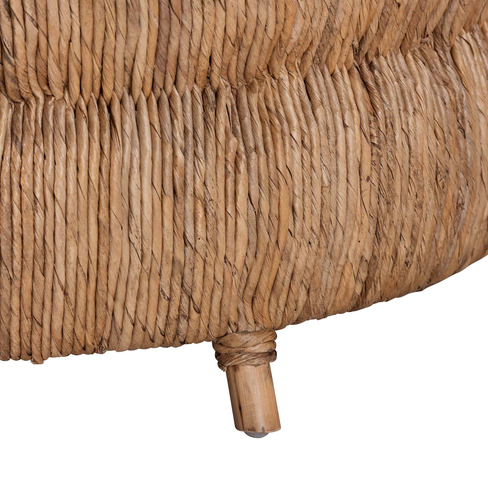 Angle. bali & pari - Roma Rattan and Seagrass Coffee Table - Low Profile Boho Accent Table with Textured Design and Natural Finish - Natural Brown/Brown.