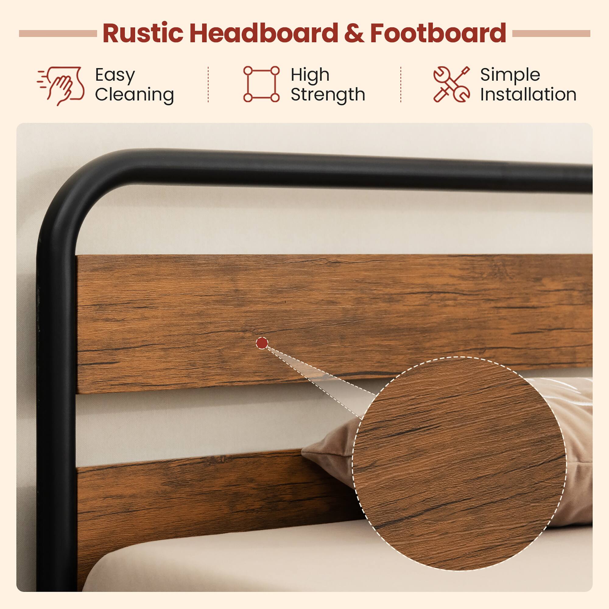 Rustic Headboard & Footboard

- Easy Cleaning
- High Strength
- Simple Installation