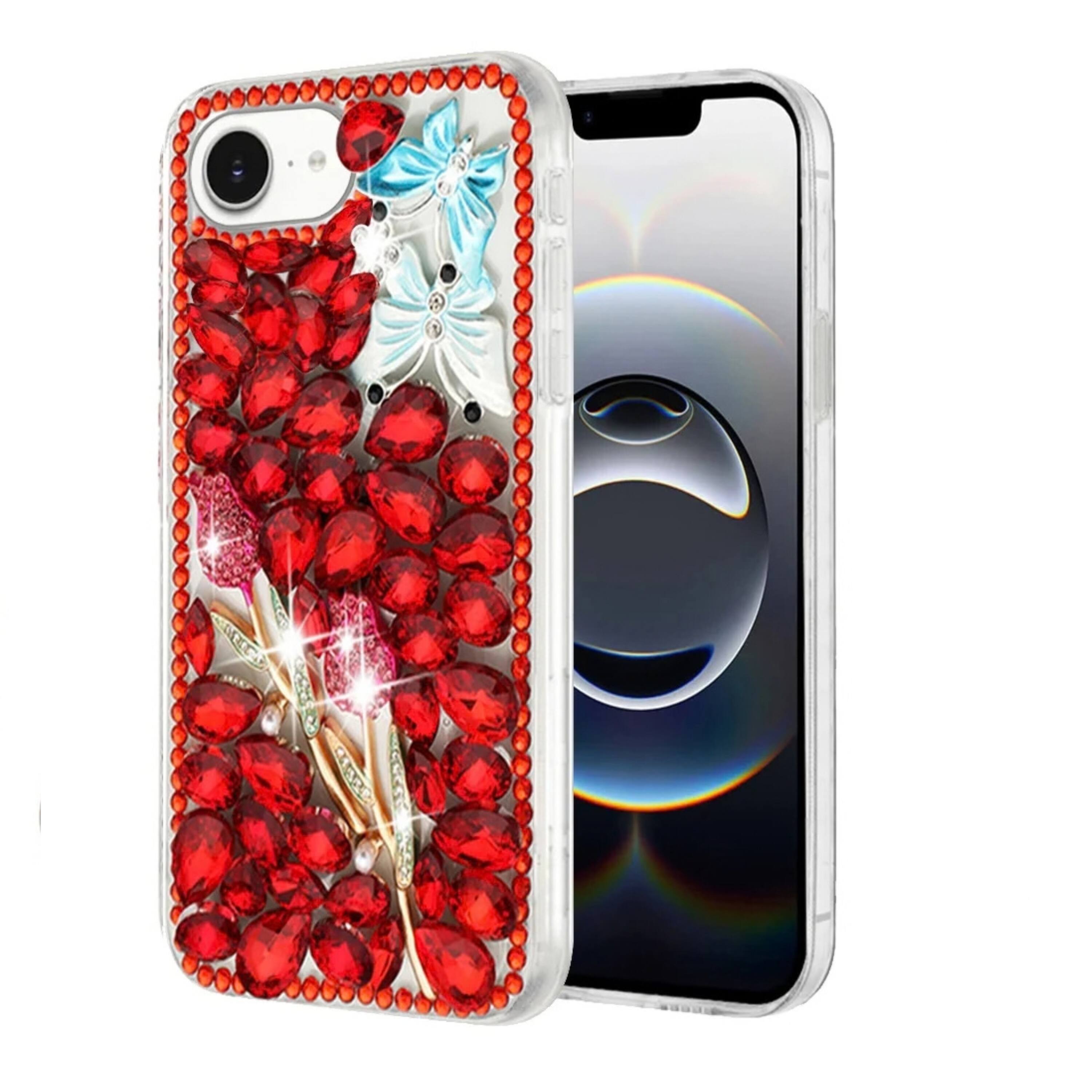 Kitcheniva Full Diamond Faux 3D Jewel Phone Case With Tempered Glass ...