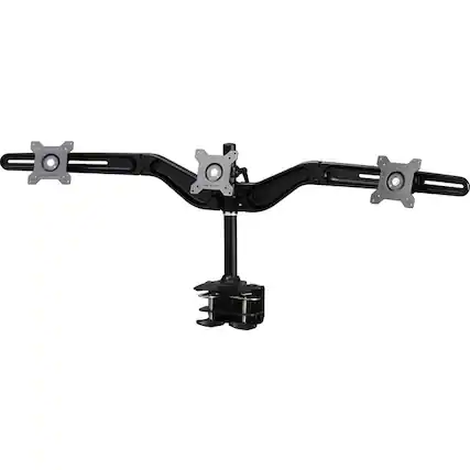 Front. Amer Networks - Amer Mounts Clamp Based Triple Monitor Mount for three 15"-24" LCD/LED Flat Panel Screens - Supports up to 17.6lb - Black.