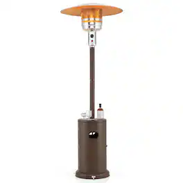 Costway - 50,000 BTU Patio Heater with Wheels Round Table Design & Stainless Steel Burner - Brown