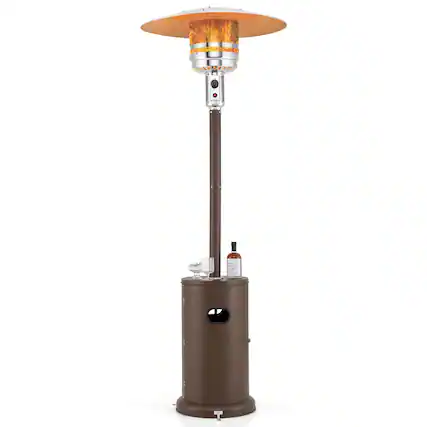 Front. Costway - Costway 50,000 BTU Patio Heater with Wheels Round Table Design & Stainless Steel Burner Brown - Brown.