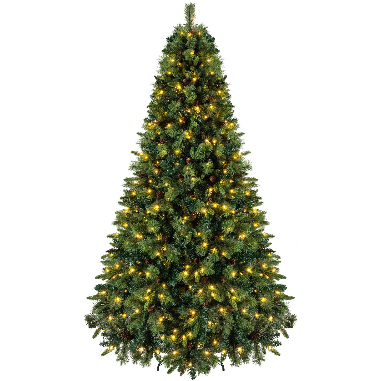 Alt View 1. Costway - Costway 8 FT Balsam Fir Christmas Tree with 1834 Branch Tips, 100 Pine Cones, 515 LED Lights - Green.