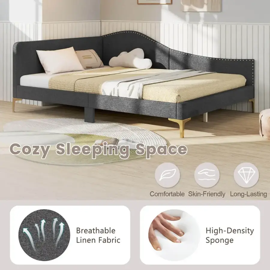 Cozy Sleeping Space: Comfortable, Skin-Friendly, Long-Lasting, Breathable Linen Fabric, High-Density Sponge.