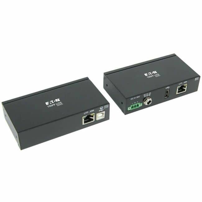 Eaton Tripp Lite Series 1-Port Industrial USB over Cat6 Extender, ESD Protection, PoC - USB 2.0, Mountable, 150 ft - Black
