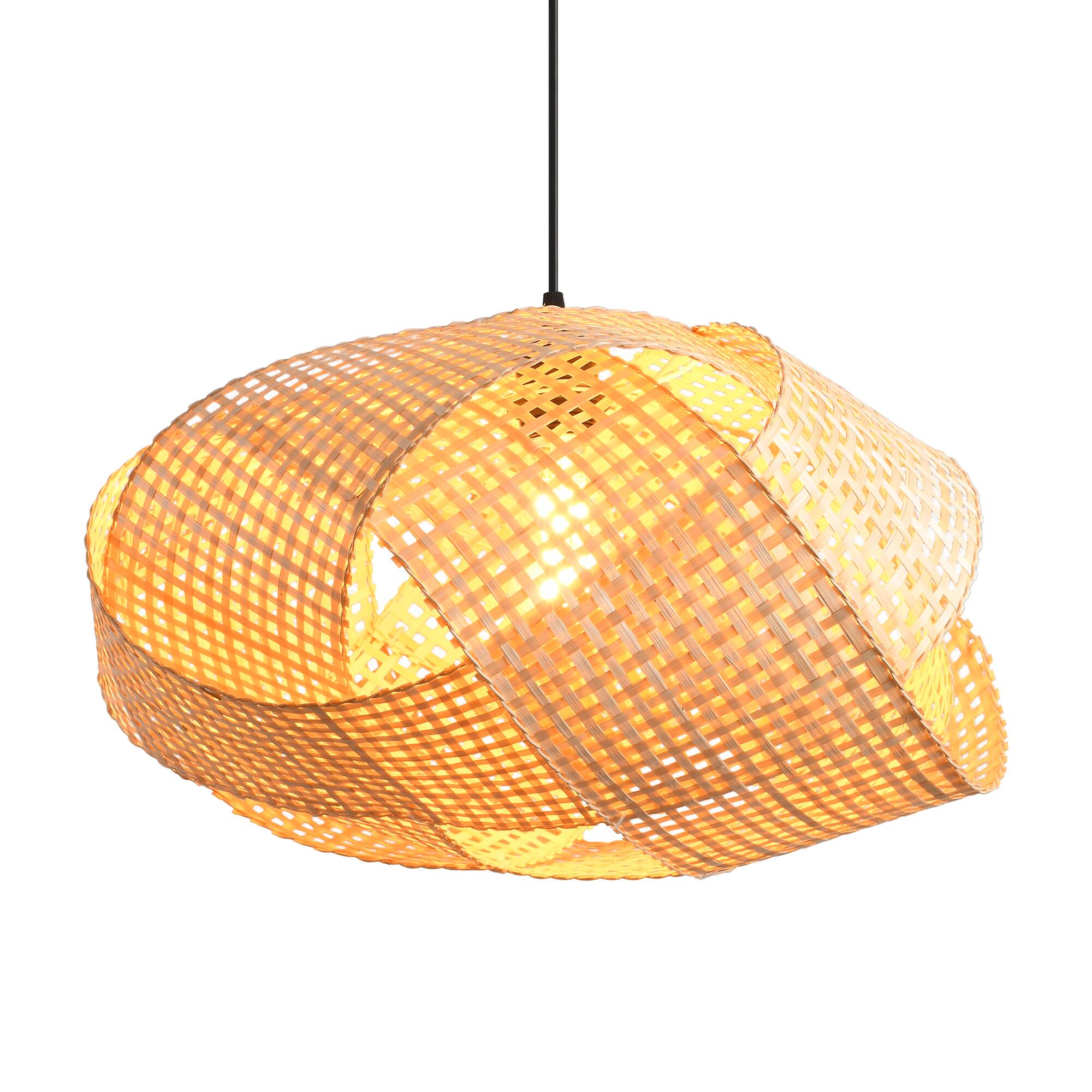 Alt View 4. Parrot Uncle - 1-Light Personalized Design Rustic Bamboo Hand-Woven Pendant Lamp.