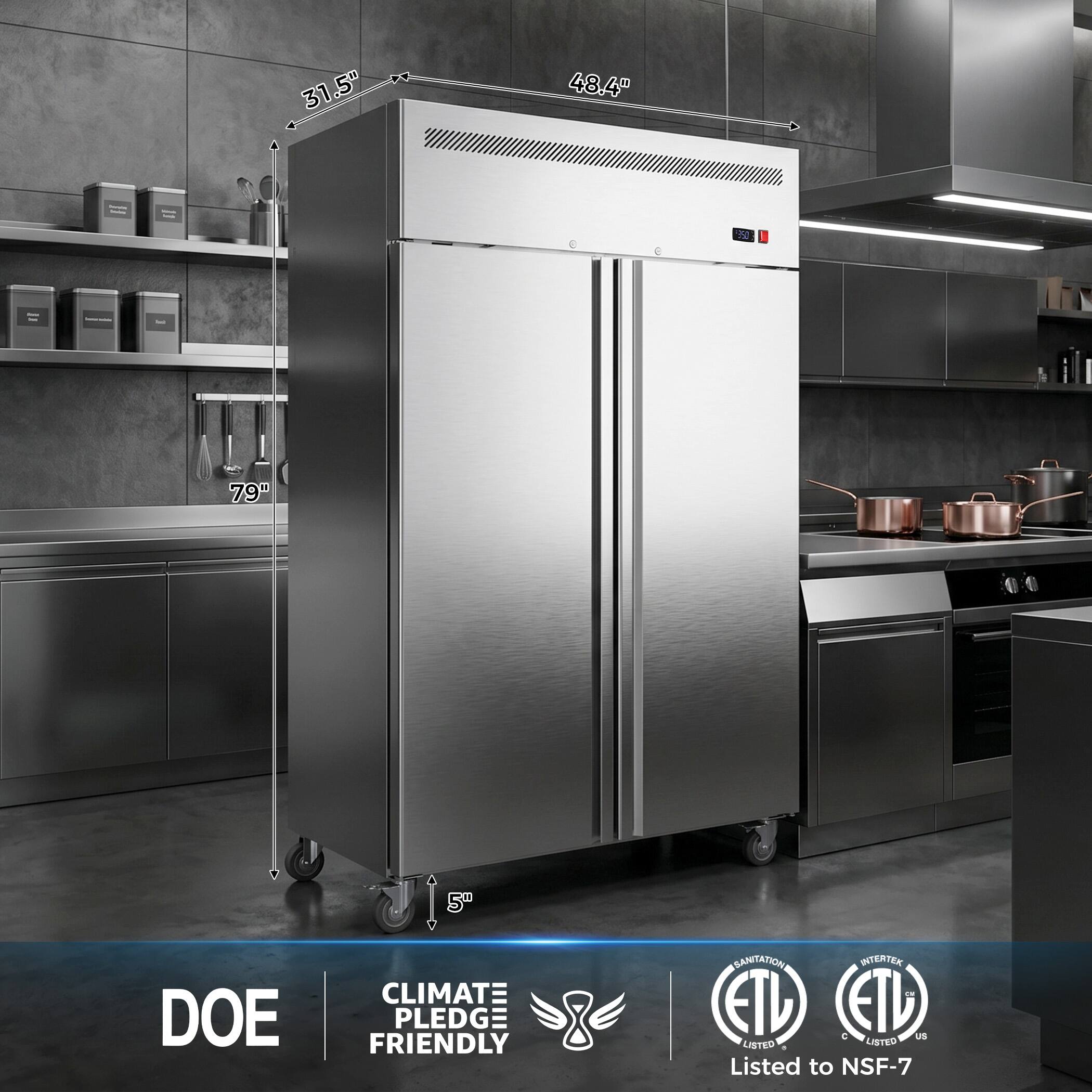 31.5" 48.4" 25 - 79" 5"  
DOE  
CLIMATE PLEDGE FRIENDLY  
SANITATION  
ITERTEK  
ETL  
ETD  
C US LISTED  
Listed to NSF-7