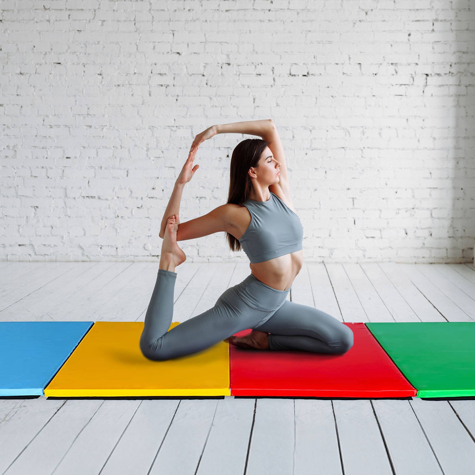 Alt View 4. BalanceFrom Fitness - BalanceFrom Fitness 120 x 48" Folding Gymnastics Exercise Mat, Multi (2 Pack) - Multi.