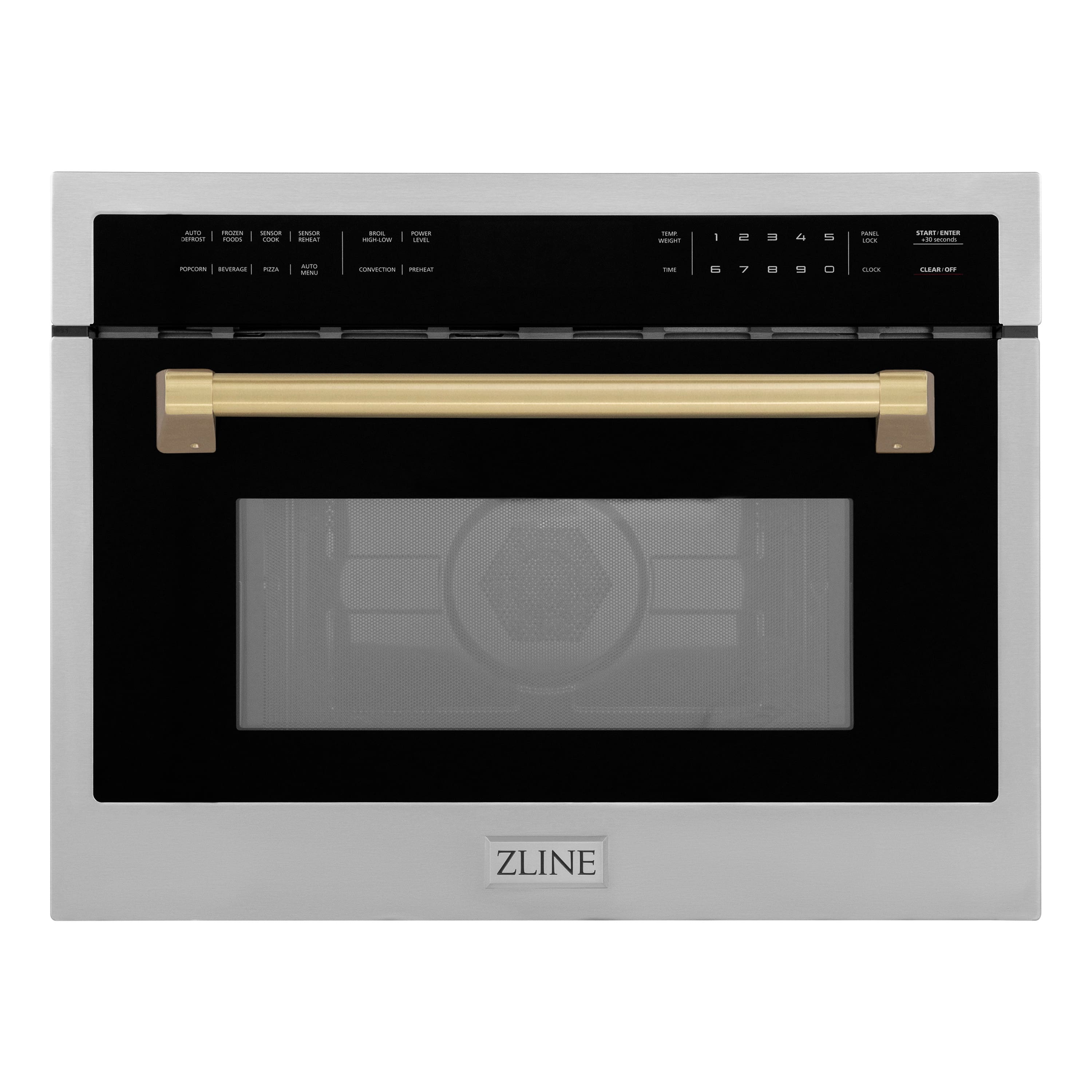 ZLINE - Autograph Edition 24" 1.6 cu ft. Built-in Convection Microwave Oven and Champagne Bronze Accents - Stainless Steel - Front_Zoom