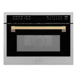 ZLINE - Autograph Edition 24" 1.6 cu ft. Built-in Convection Microwave Oven and Champagne Bronze Accents - Stainless Steel