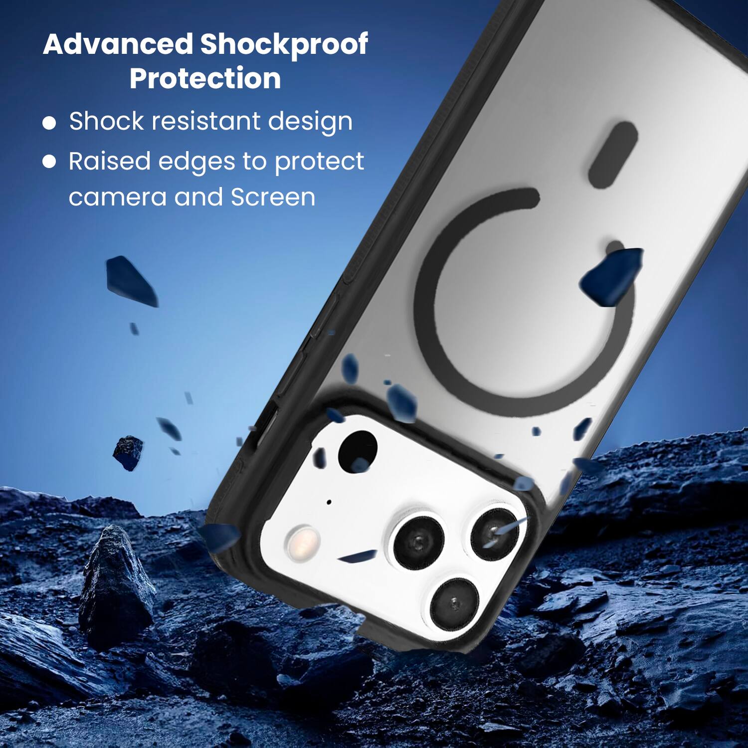 Advanced Shockproof Protection

- Shock resistant design
- Raised edges to protect camera and screen
