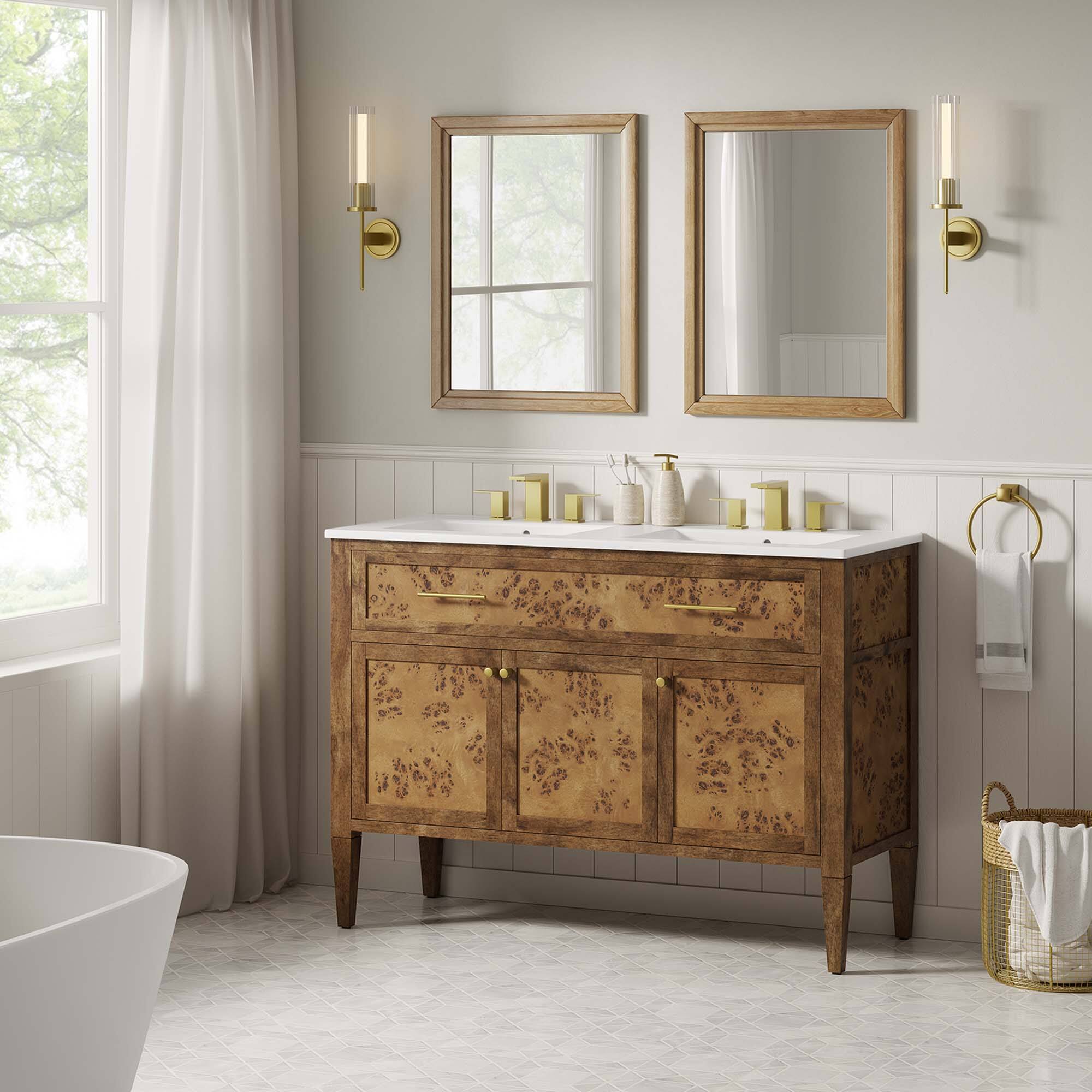 Elysian Bathroom Cabinet Basin Not Included by Modway - White Brown