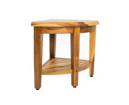 EcoDecors - SnazzyCorner Waterproof Teak Wood Corner Shower Bench - EarthyTeak