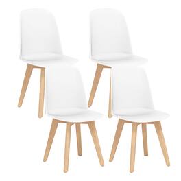 Gymax - Modern Dining Chairs Set of 4 Armless Kitchen Chairs 330 LBS Load Capacity - White