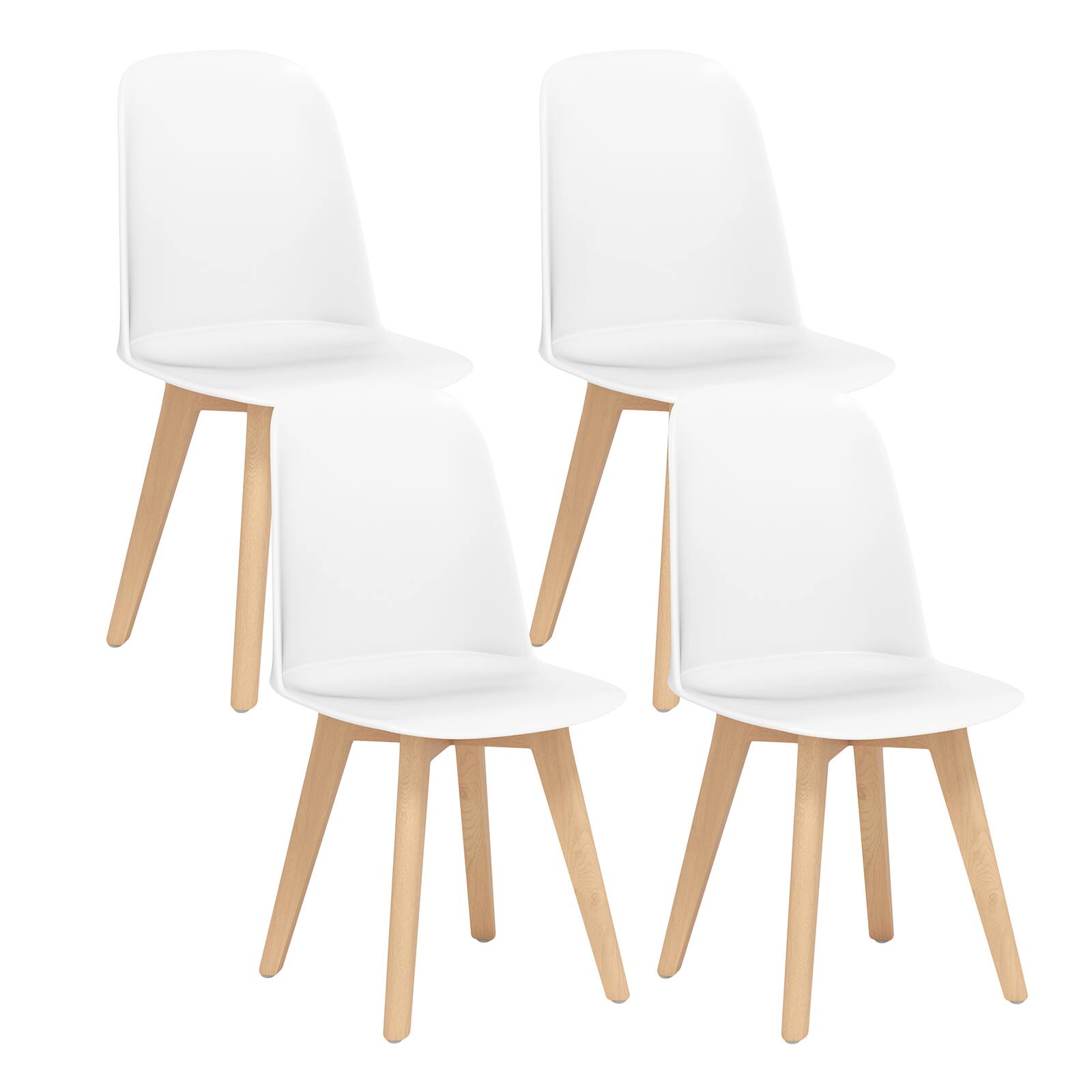 Front. Gymax - Gymax Modern Dining Chairs Set of 4 Armless Kitchen Chairs 330 LBS Load Capacity White - White.