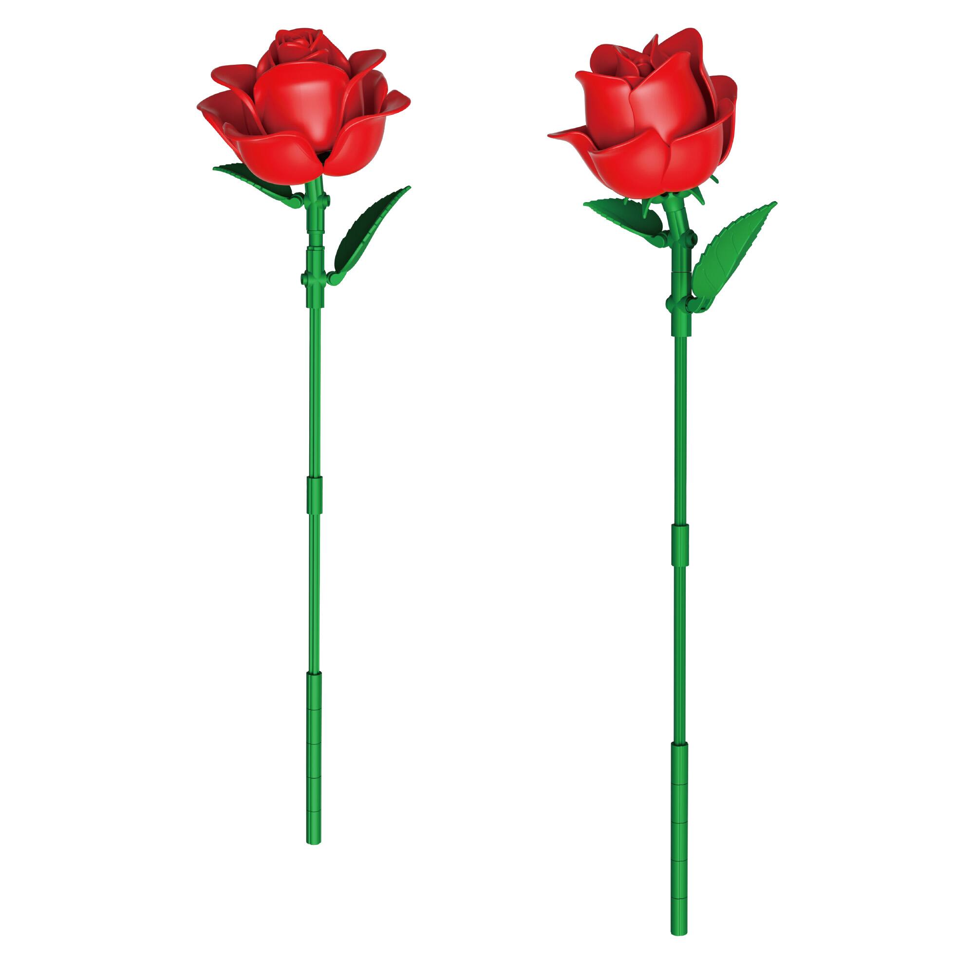 Alt View 1. Contixo - BK09 Red Rose Bouquet Building Set, 789-Piece Botanical Brick Kit with Adjustable Stems for Kids & Adults Ages 8+ - Red.