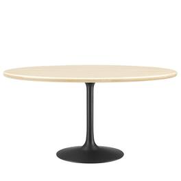 Lippa 60" Oval Faux Travertine Dining Table by Modway - Black Travertine