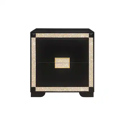 Front. Global Furniture USA - Traditional Glam Blake Black/Gold Nightstand, Black,Gold - Black.
