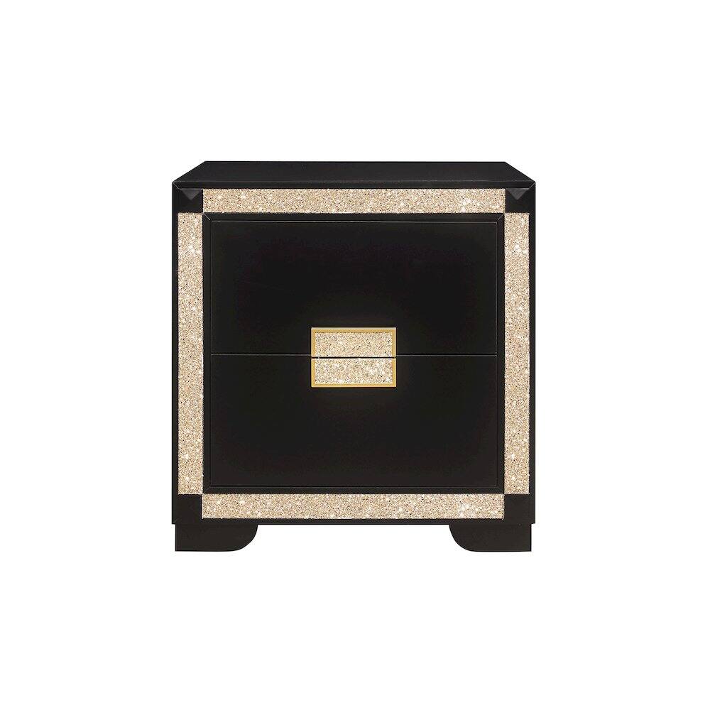 Front. Global Furniture USA - Traditional Glam Blake Black/Gold Nightstand, Black,Gold - Black.