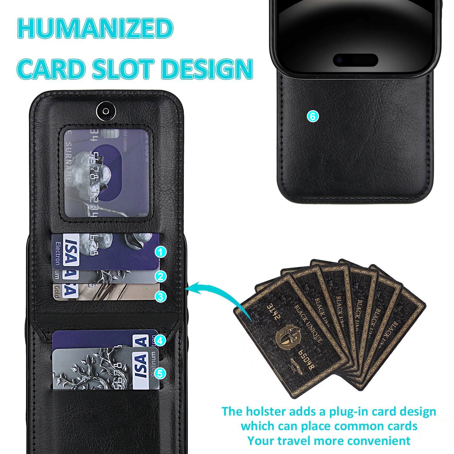HUMANIZED CARD SLOT DESIGN

SURNAME Electron ISA um A Gold A hE 5578 : L2B  PF cotson 5678 MKDONK 1 2 3 A E 4 ISA anum a 5 6 3T#5

BLACK BLACK BLACKII BLACK BLAGK BLAGK UNIQUE UNIQUE Lko BLACK

65048

The holster adds a plug-in card design which can place common cards. Your travel more convenient