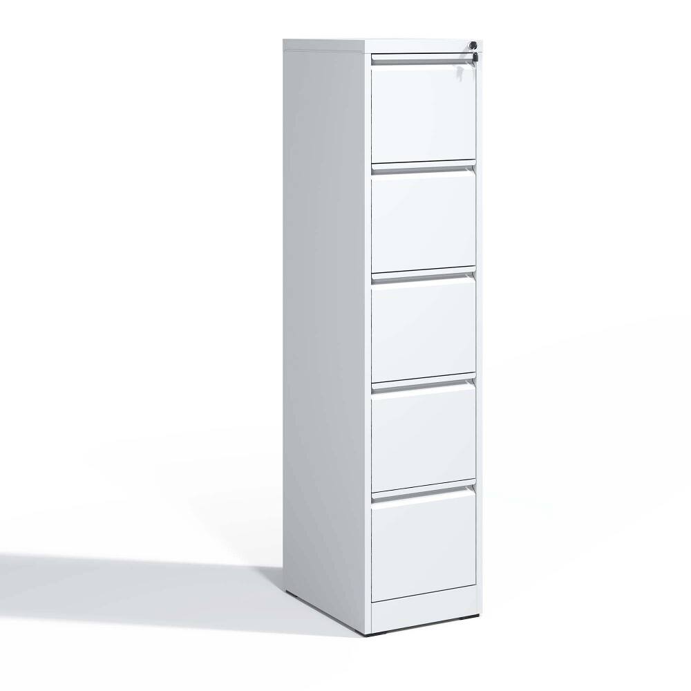 Angle. Loheer - Loheer 5 Drawer Metal Vertical File Cabinet with Lock for A4 Legal Letter Size Home Office Steel Storage.