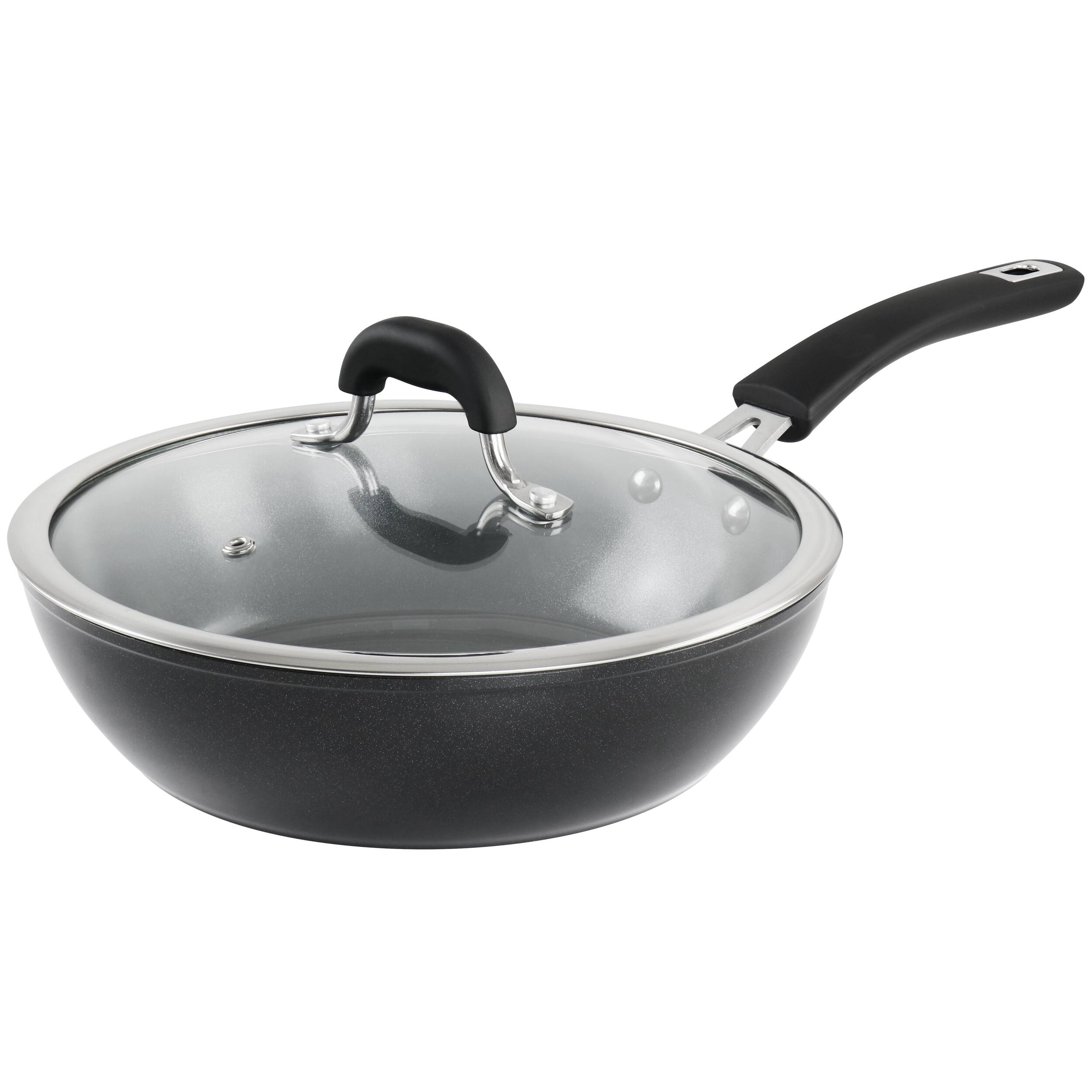 Front. Kenmore - Kenmore Arlington 3.5 Quart Non Stick Aluminum Saute Pan with Lid in Black Diamond - Black.