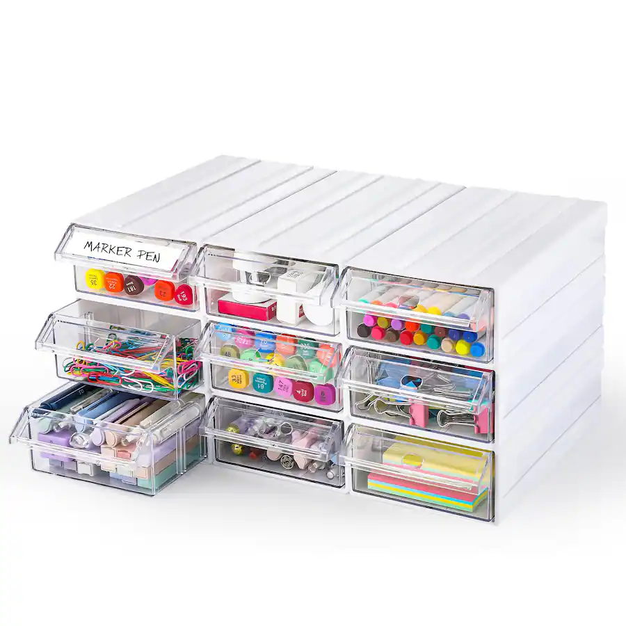 Desktop Storage Stack Paradigms Interiors 9 Stacking Office Drawer Organizers Desktop & Wall ...