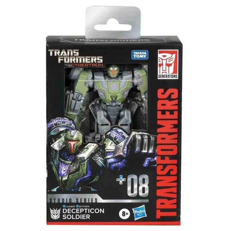 TRANSFORMERS  
CYBERTRON  
GENERATIONS  
TAKARA TOMY  

STUDIO SERIES  
GAMER EDITION  
DECEPTICON SOLDIER  

08  

8+