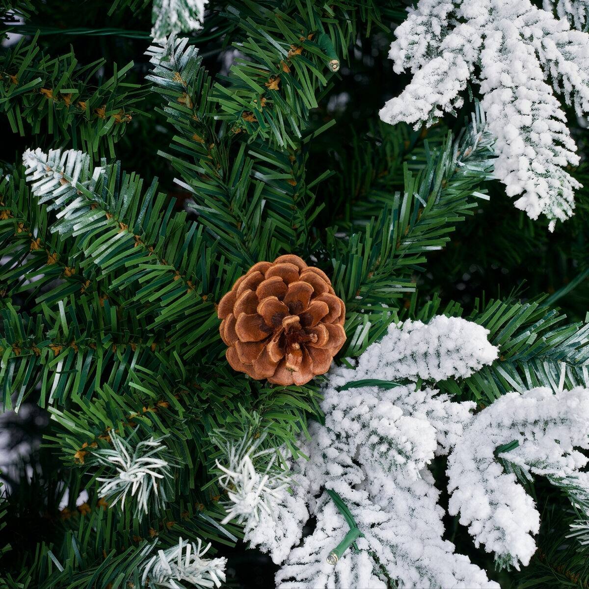 Alt View 7. Wisairt - 7.5FT Pre-Lit Flocked Snow-Tipped PE Realistic Christmas Tree, 1284 Tips, 400 LED 11 Modes - Green.