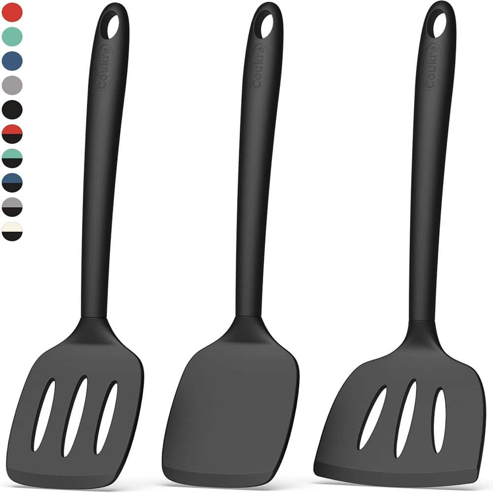 RTMB - Silicone Spatula Set of 3 High Heat Resistant, BPA-Free Kitchen Utensils - PureBlack