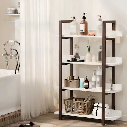 Front. APRILSOUL - Multifunction Bookcase Solid Wood Frame Mix Color Plant Stand Home Decor - Wood.