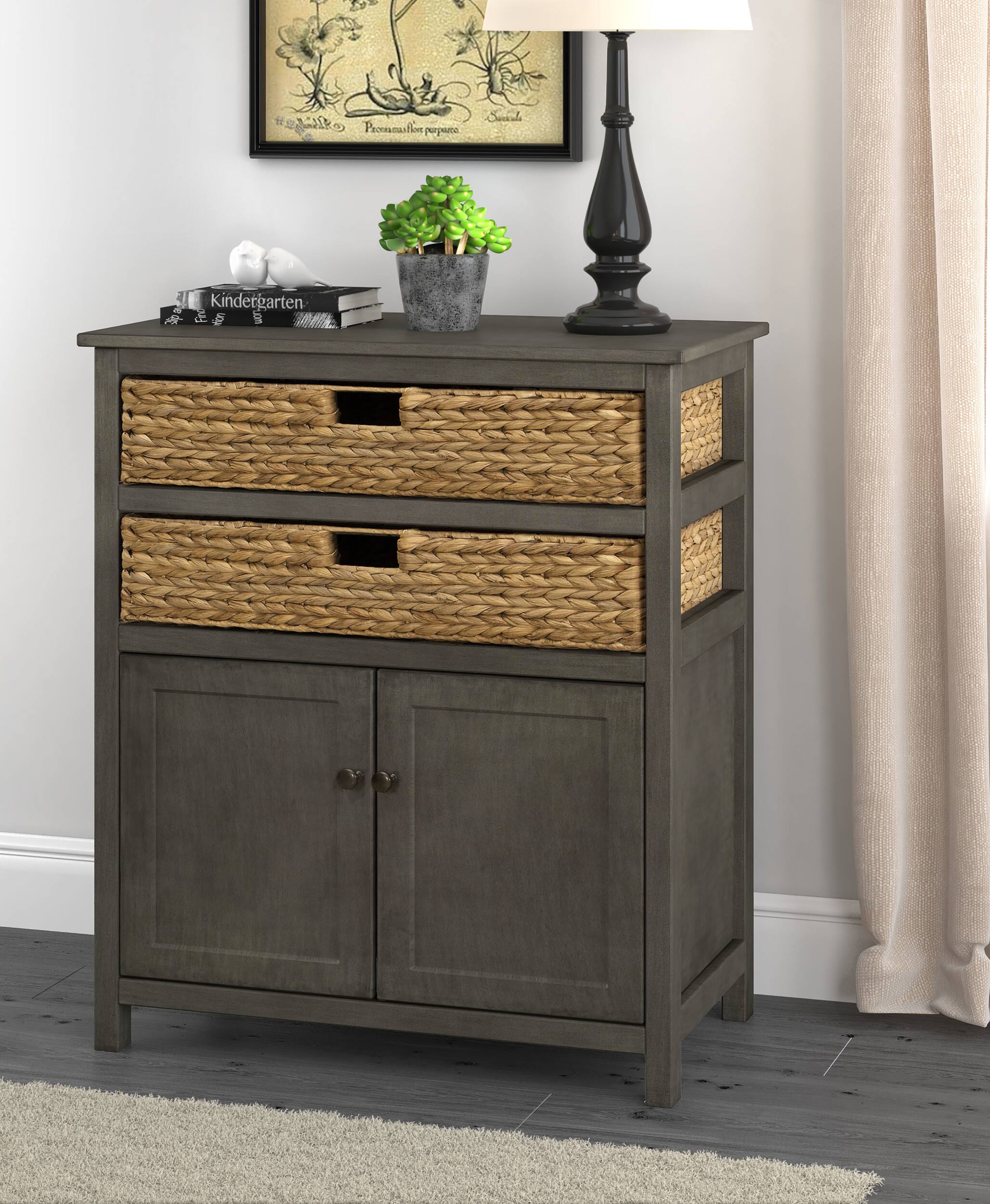 Left. Click Decor - Nelson Storage and 2-Door Cabinet - Dark Gray.