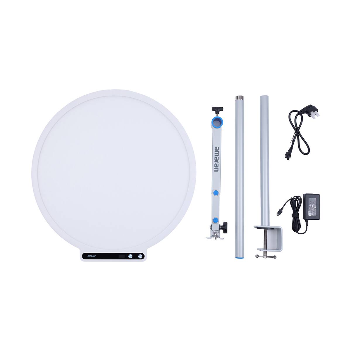 Alt View 1. Amaran - amaran Verge Max 22" 60W Bi-Color Circular LED Light Panel, White - Includes Desk Clamp Stand with a 360deg Swing.