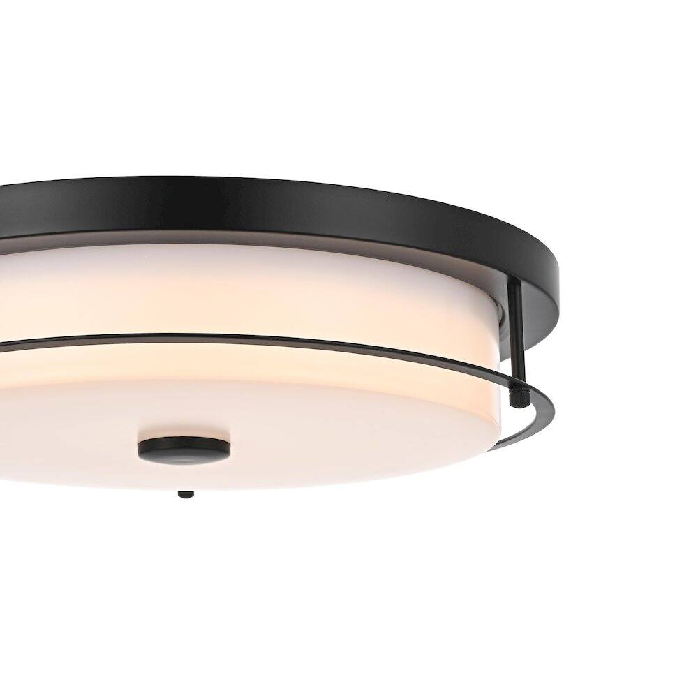 Left. Living District - Kolson 16 Inch Led Flush Mount Ceiling Light In Black - Black.