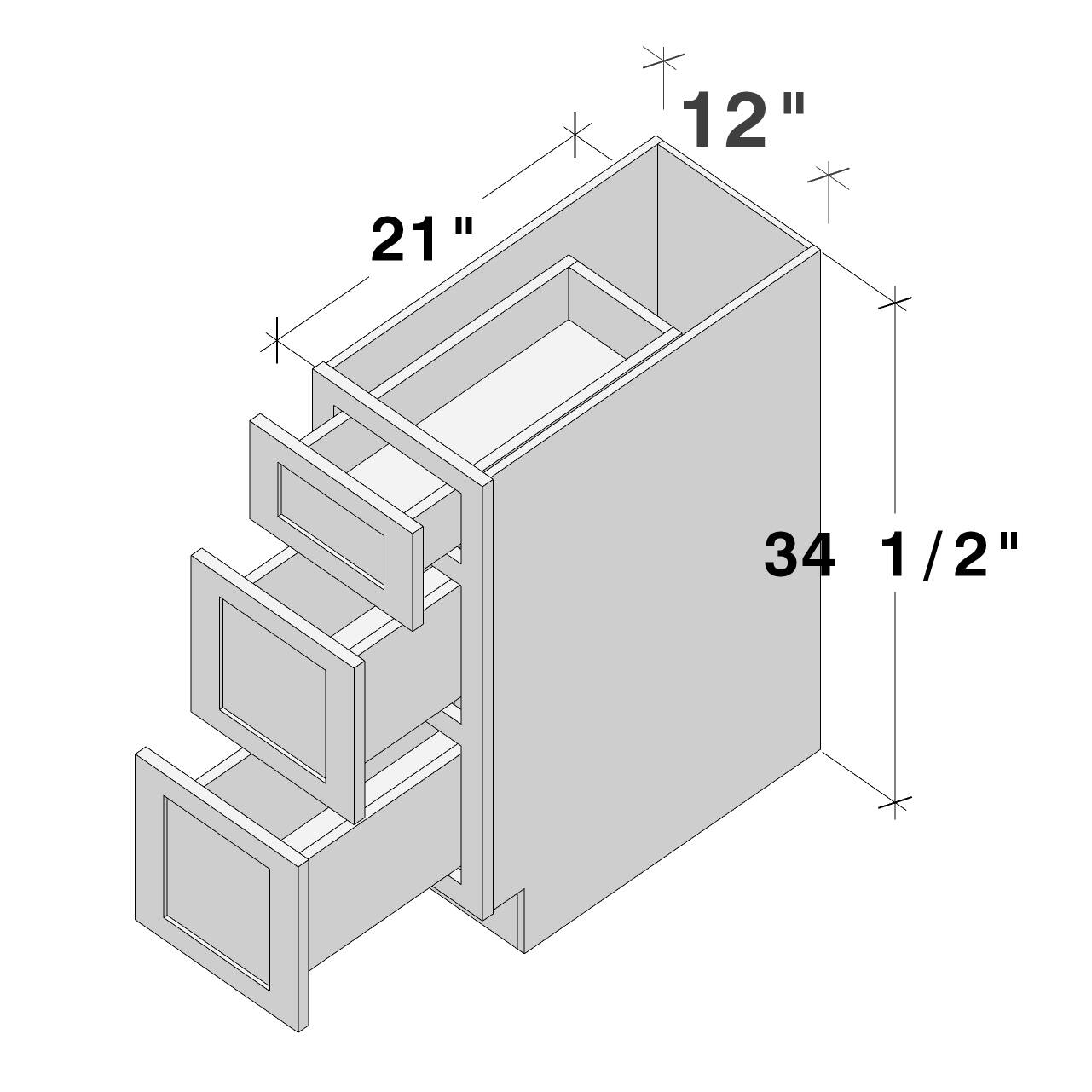 12" 21" 34 1/2"