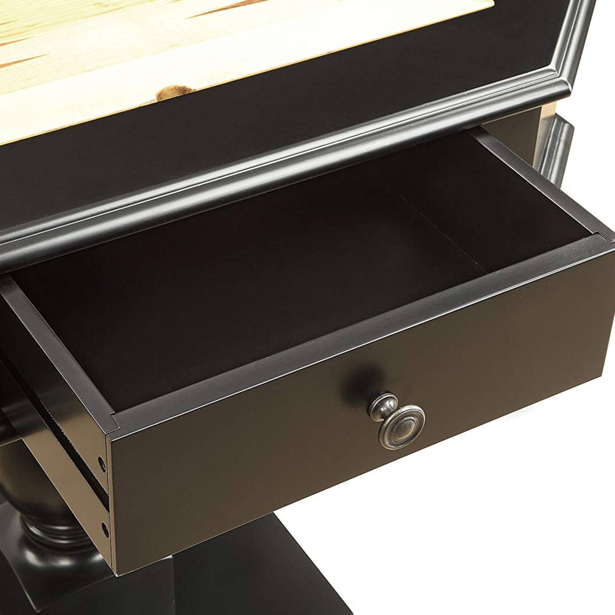 Alt View 2. Manhattan Lane - Wooden Chess Game TableWith One Drawer - Black.