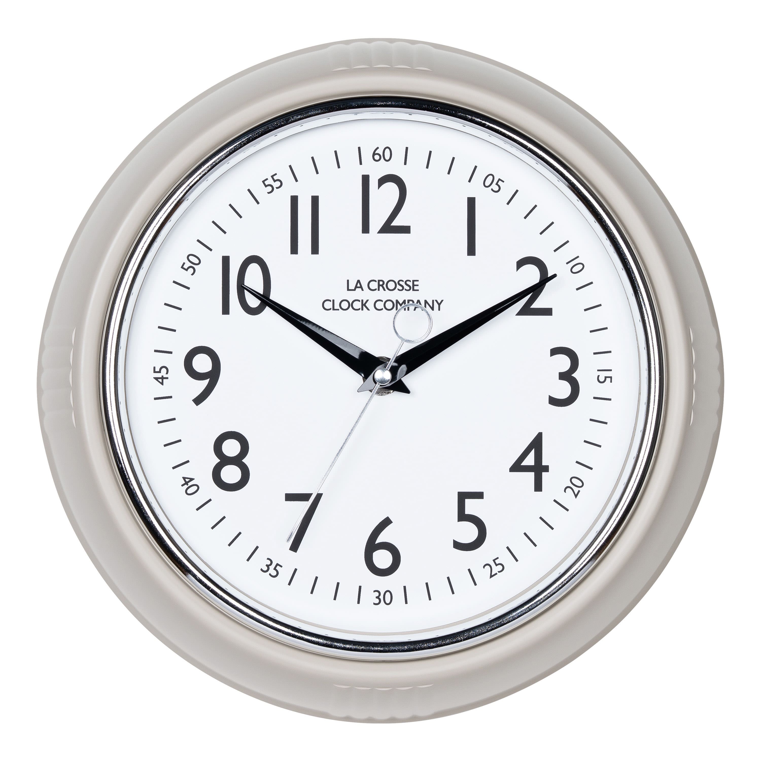 La Crosse Clock Co. - 9.5 Inch Retro Diner Silent Sweep Quartz Wall Clock - Taupe price history on PriceWatchPro