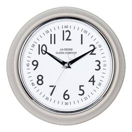 La Crosse Clock Co. - 9.5 Inch Retro Diner Silent Sweep Quartz Wall Clock - Taupe