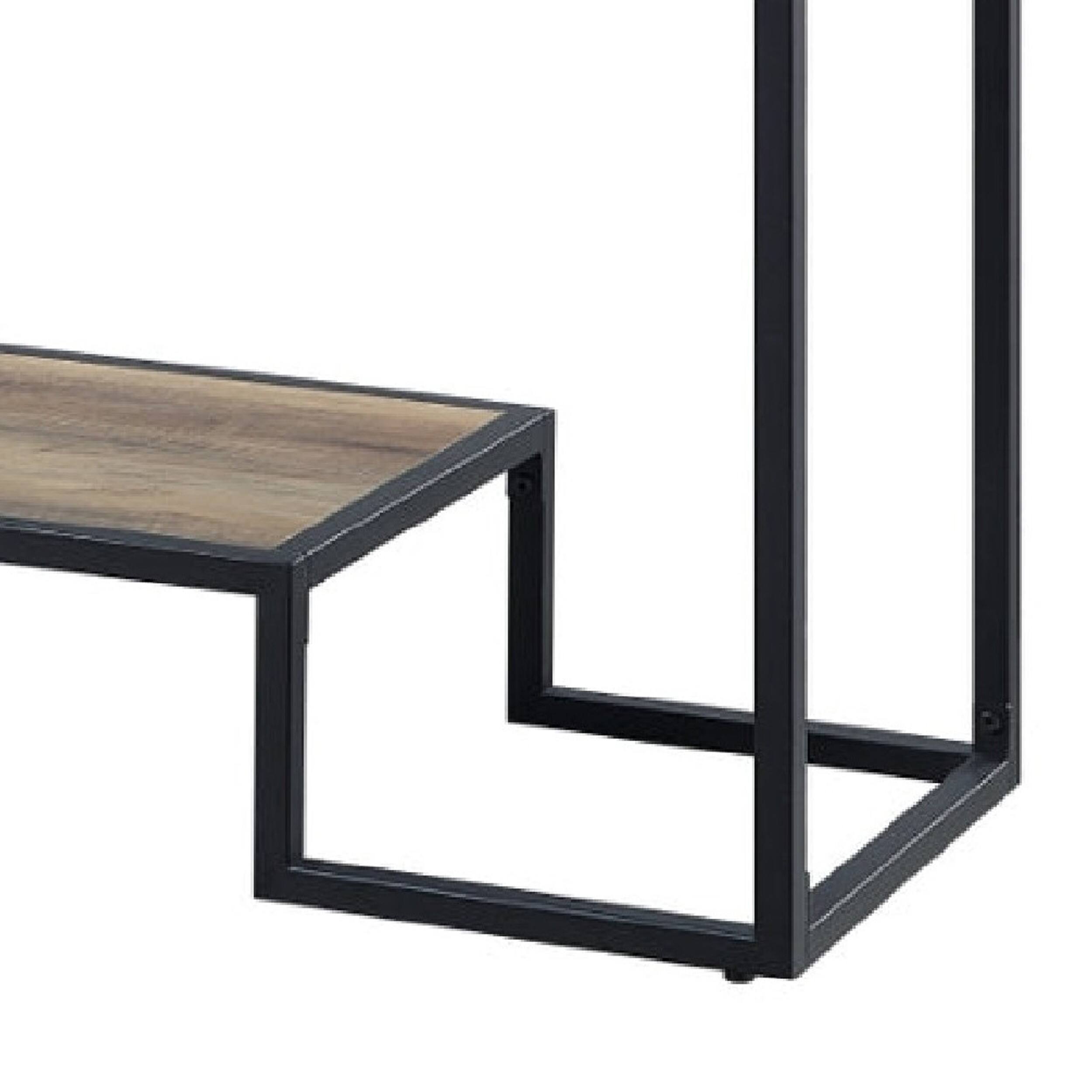 Alt View 3. Manhattan Lane - Lea 48 Inch Wood Sideboard Sofa Table, Grain Details, Metal, Rustic Oak - Brown.