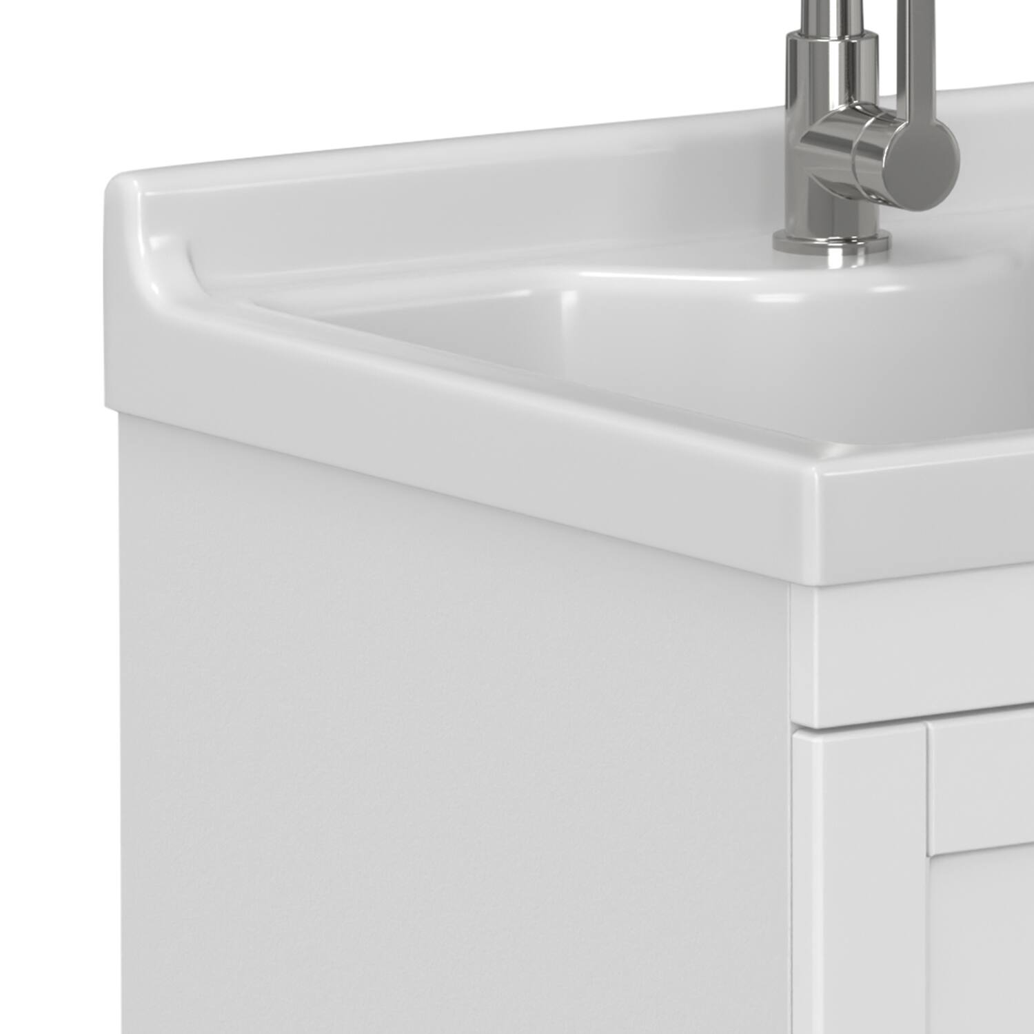 Alt View 6. Simpli Home - Maile All-In-One 24-inch Laundry Utility Sink and Cabinet - Pure White.
