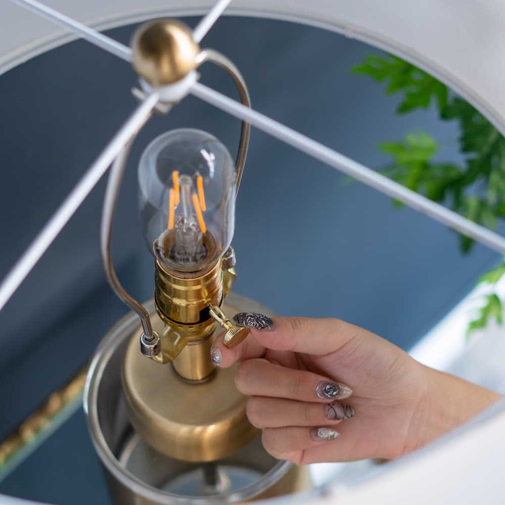 Alt View 9. Luckbyte - 15x25.5 Inch Gold White Cylinder Table Lamp With Drum Shade Assembly Required.